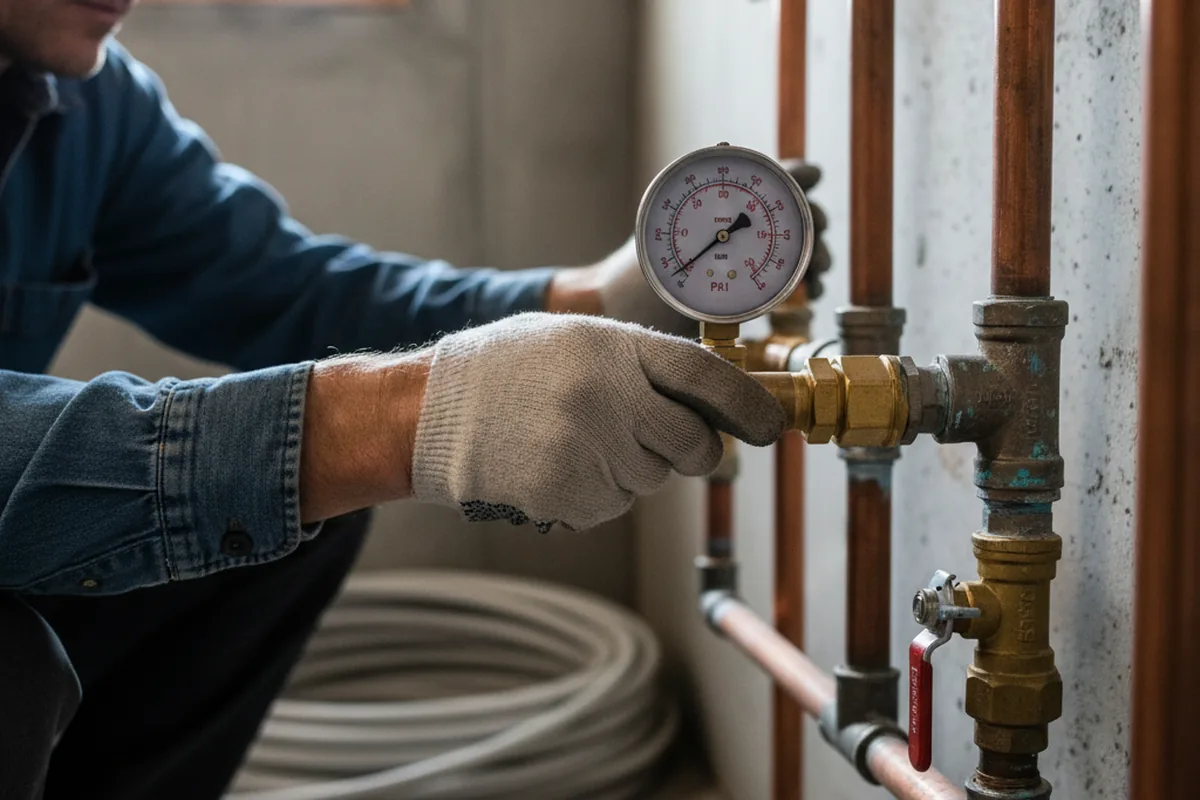 Pressure testing a repaired line during Water Line Repair in Dobson